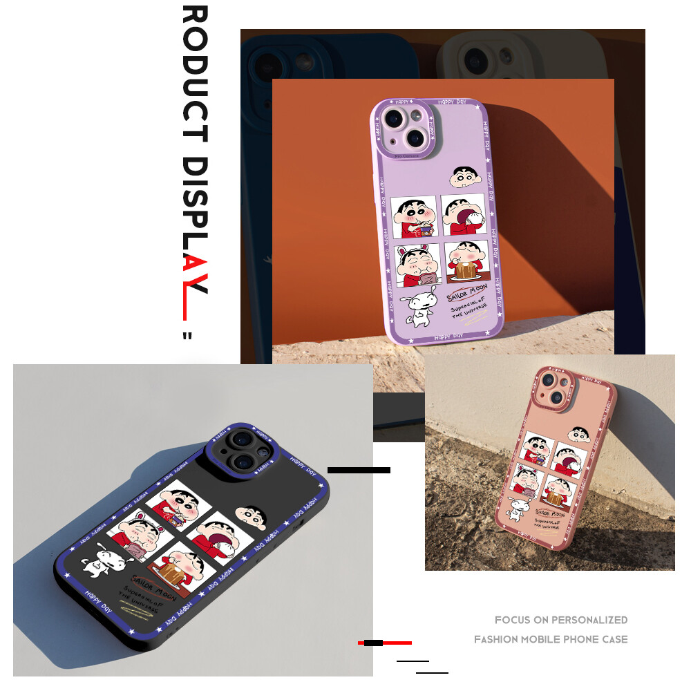 Hontinga Casing Case For Samsung Galaxy Note 20 Note20 Ultra Case Chibi Maruko Crayon Square Soft Silicone Full Cover Camera Protection Shockproof Rubber Cases Back Cover Phone Casing Softcase For Boys Girls