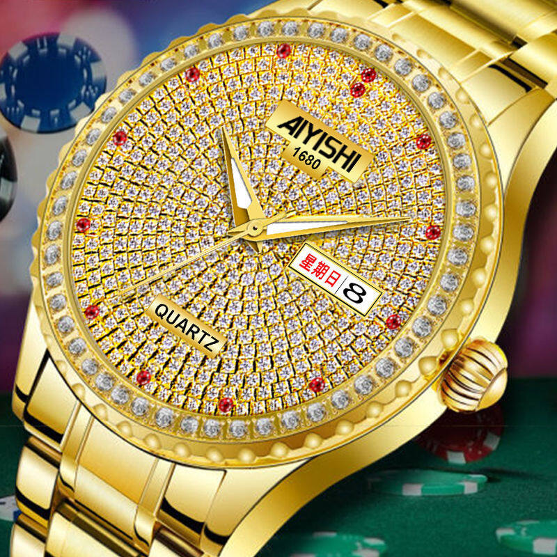 【Midsummer】Luxury Fully Automatic Non-mechanical Watch Imported Movement Men's Watch Fashion Diamond Encrusted Luminous Waterproof