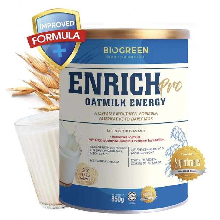 BIOGREEN ENRICH PRO OATMILK ENERGY POWDER 850G EXP09/2025 | Lazada