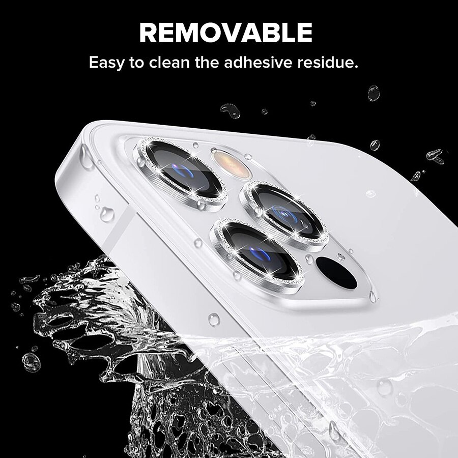 Tấm Bảo Vệ Ống Kính Máy Ảnh Lấp Lánh Kim Cương Cho Iphone 13 12 11 Mini Pro Max Tấm Phim Bảo Vệ Ống Kính Máy Ảnh Vòng Kim Loại Kính Cường Lực