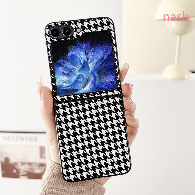 For Samsung Galaxy Z Flip5 Lens Protection Non stick fingerprint Luxury Skin-friendly leather Shockproof phone case