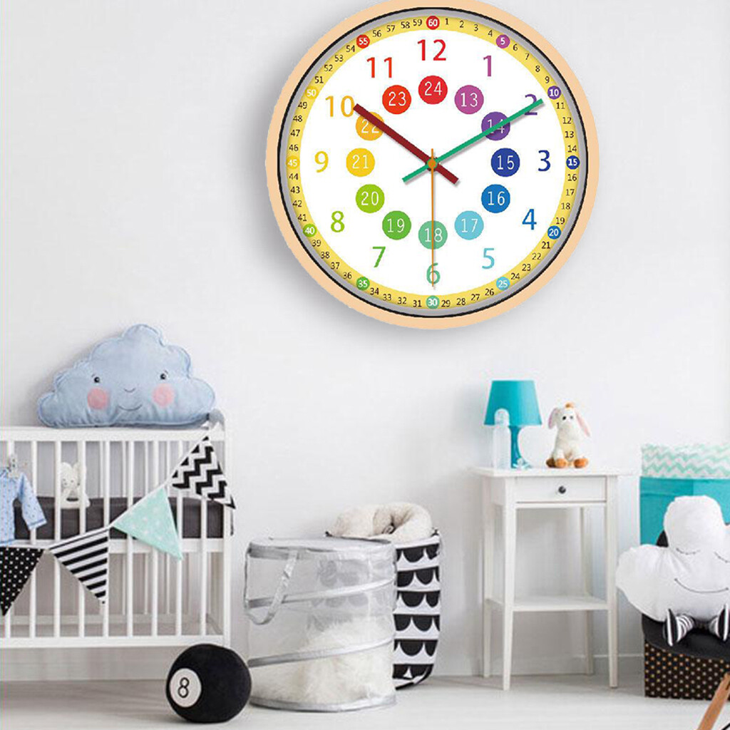 Đồng Hồ Treo Tường Blesiya, Hoạt Động Bằng Pin Cho Phòng Ngủ Trẻ Em Đồng Hồ Học Tập 12"