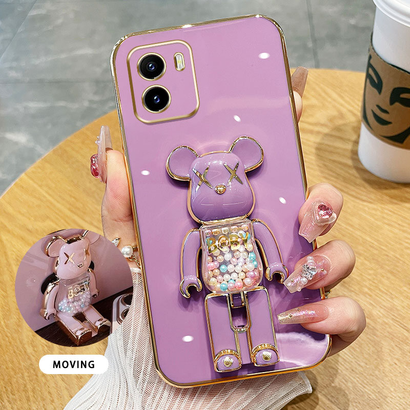 Ybd 3d candy bear bracket phone case for vivo y15a y15s y01 v2120 v2134 high end soft silicone material