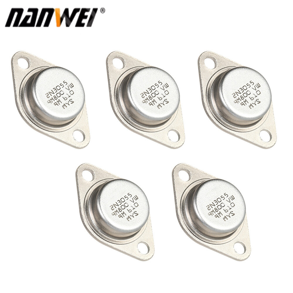Nanwei 5pcs high quality 2n3055 power transistors npn to-3 metal case 15a/60v set of 5 transistors