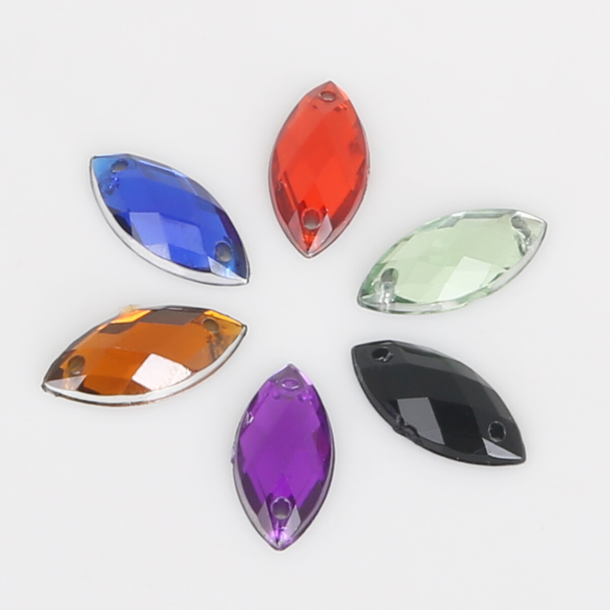 50Pcs 7x15mm Horse Eye Shape Rhinestones Double Hole Flat Elegant Acrylic Beads Crystal Rhinestones For DIY Clothes Garment Making And Decorating Room