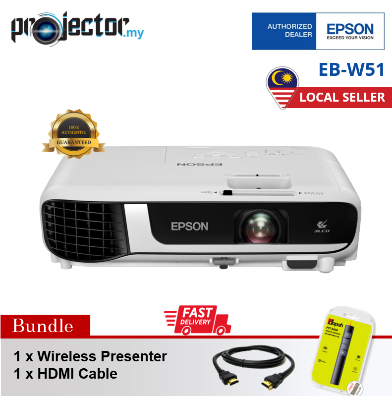 Epson EBW51 WXGA 4000 Lumens Business Multimedia 3LCD Projector, HDMI
