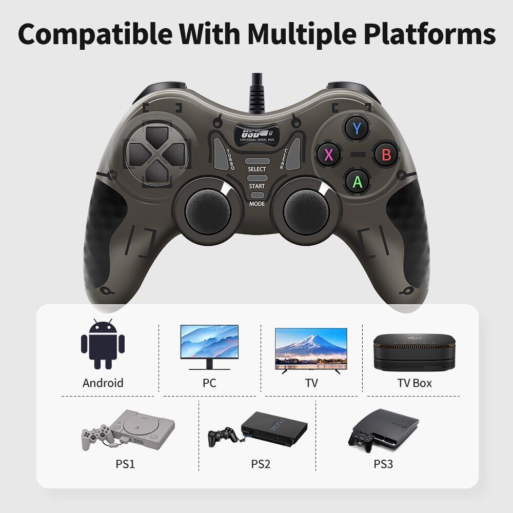 Narsta Tay cầm chơi game có dây với 360 ° 3D phím điều khiển cho Android HDTV box/Bảng điều khiển trò chơi/hơi nước/máy tính xách tay Tay cầm chơi game với rung & TURBO chức năng