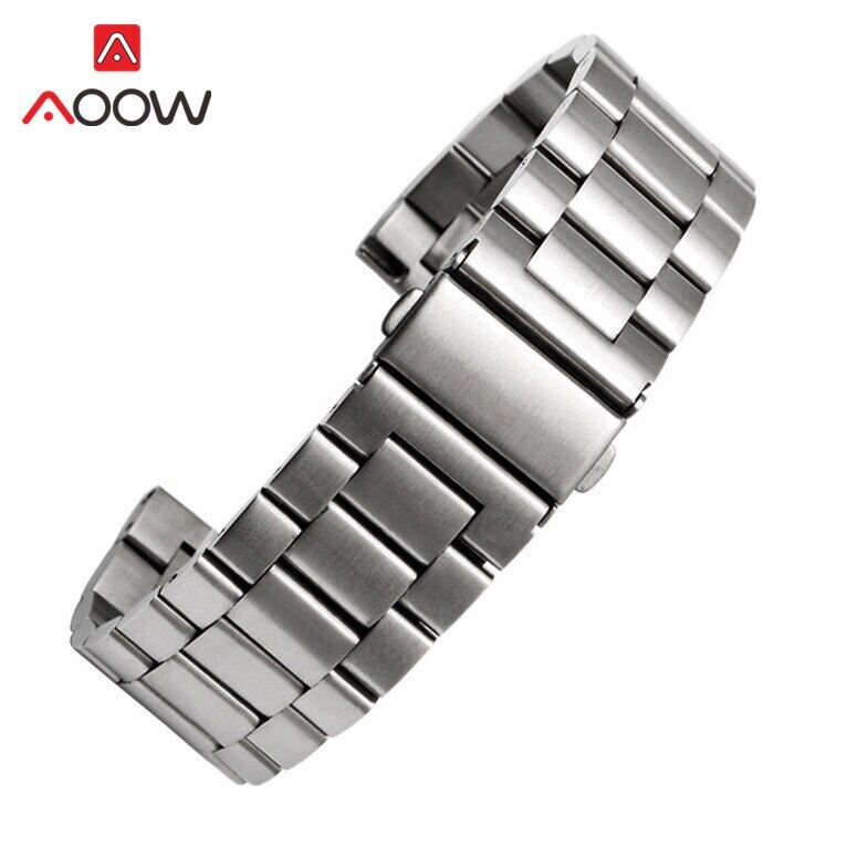 3 Pointer Solid Stainless Steel Strap 18mm 20mm 22mm 24mm Folding Buckle Quick Release Men Women Metal Replacement Bracelet Watch Band