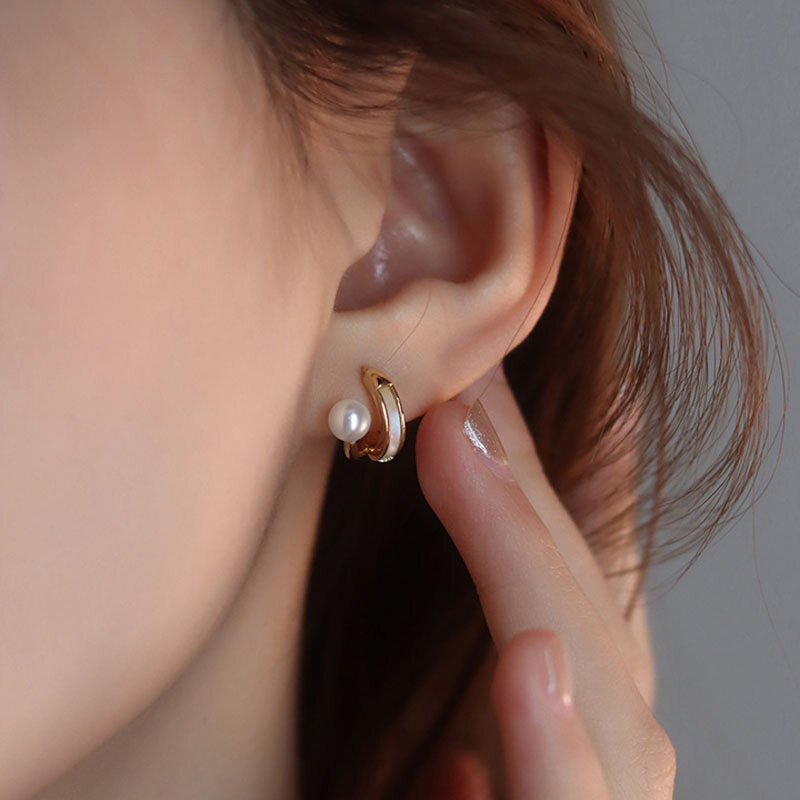 Frascati New Korean Simple Design Pearl Geometric Earring Irregular Stud Earrings For Women Girls Jewelry Gift