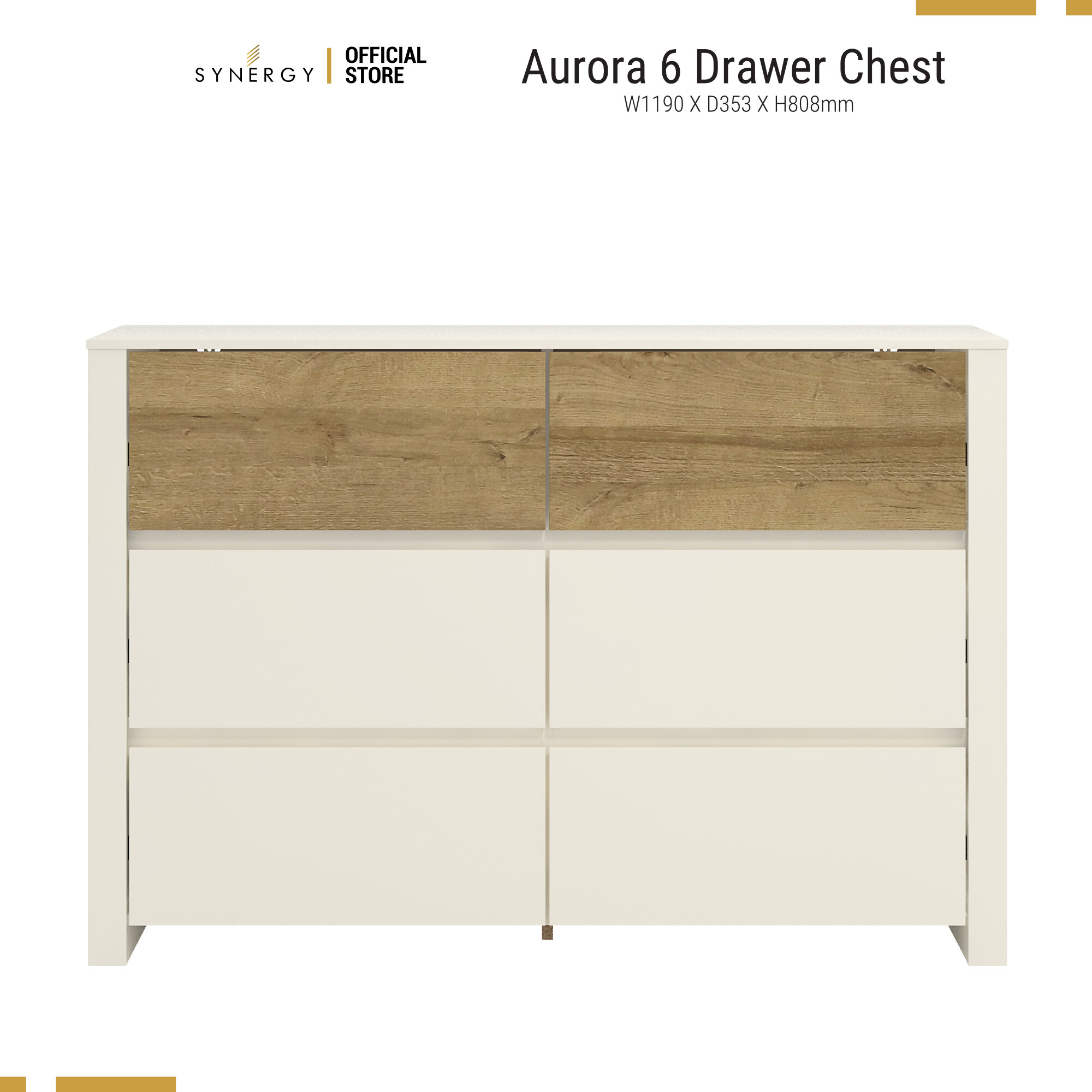 Aurora Collection Chest Drawer Storage 6 Drawer Chest