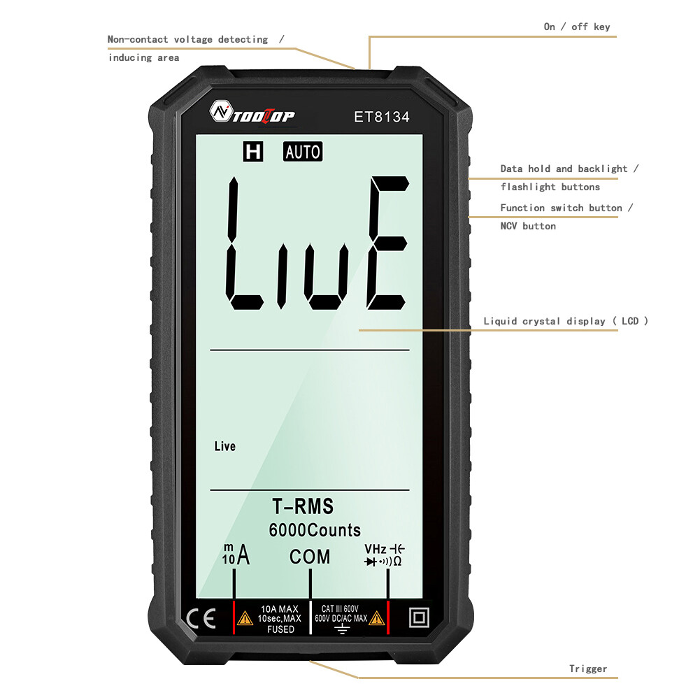 Smart Sensor Đồng Hồ Vạn Năng Màn Hình LCD Độ Nét Cao 4.7 Inch Tiện Dụng Đồng Hồ Vạn Năng Đa Năng Đo Điện Áp Dòng Điện Xoay Chiều Dòng Điện Áp Dòng Điện Một Chiều Chức Năng Đèn Nền