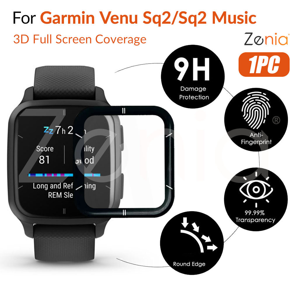 Zenia 1PC 20D HD Full Screen Curved Edge Full Coverage Protector Film For Garmin Venu SQ Music SQ2 SQ 2 Smart Watch HD 9H 3D Protective Glass Explosion-proof Anti Scratch Film