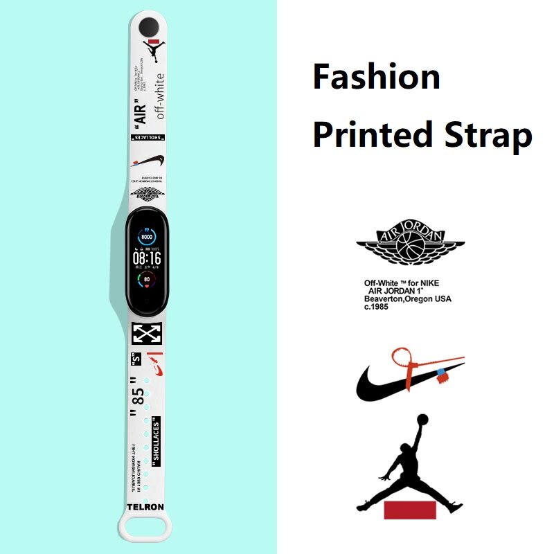 VUAERANG Fashion Silicone Strap Suitable for Xiaomi Miband 7 Miband 5 6 Miband 3 4 Wristband Strap Cartoon Color Printing Flower Personality Pattern Replacement Strap for Mi Band 3/4/5/6/7