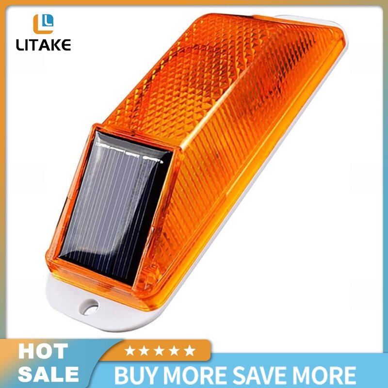 Litake【ready stock】Solar Strobe Warning Light Outline Safety Traffic Night Warning Flashlight Beacon Barricade Construction Obstacle Flashing Light
