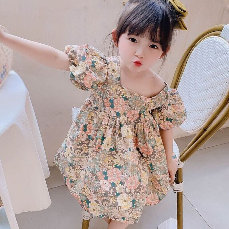 Smartingbaby Summer Cute Dress Girls Korean Dress Baby Kids Princess Dress  With Bare Backs Broken Flowers 2-8Years Children Clothing | Lazada
