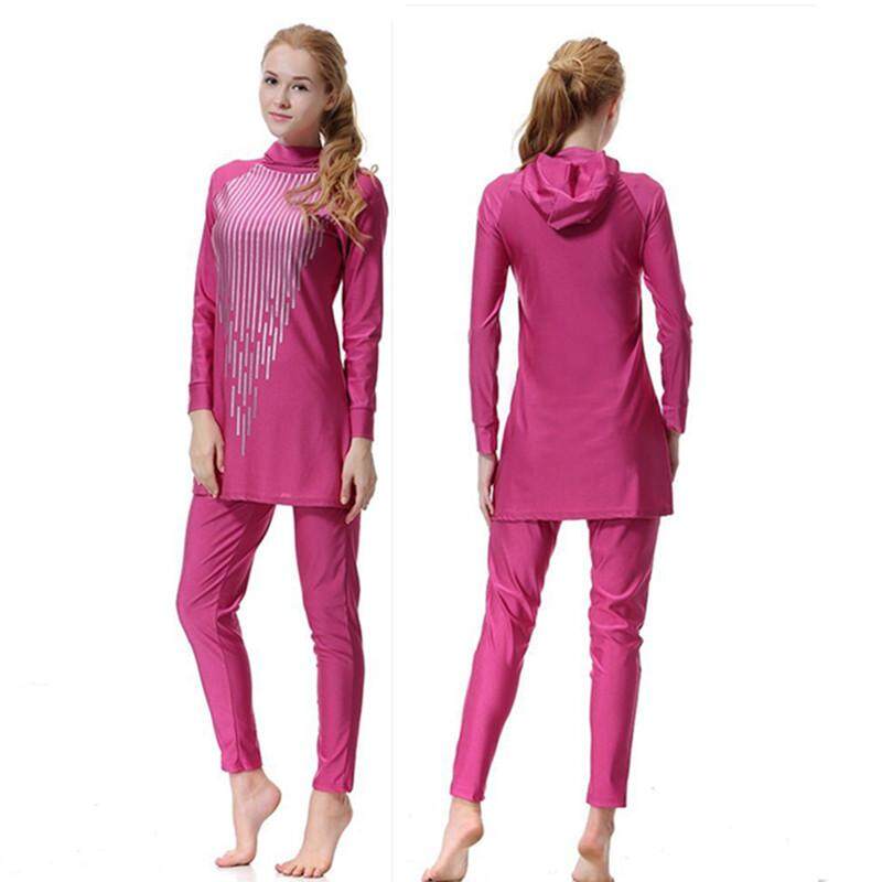 LAZAWG Baju Renang Muslim Baru Hot Stamping Net Penuh Warna Pakaian Renang Baju Renang Wanita 4 Warna S-xxl