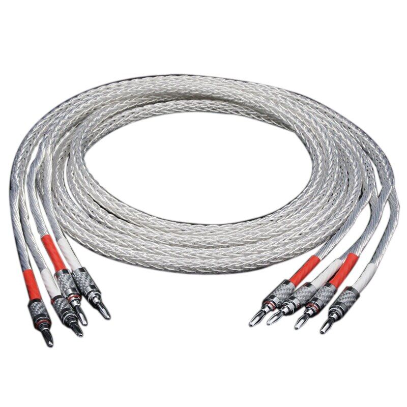 5 Pair OCC Silver-Plated Hifi Speaker Cable High Performance Speaker Amplifier Sound Connecting Line With Banana