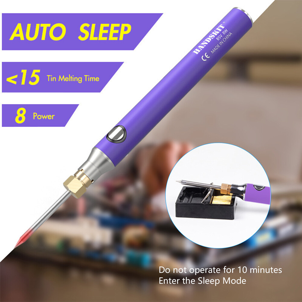 Smart Sensor 330~400°C 8W Handheld Portable Cordless Mini Electric Soldering Iron Temperature Adjustable Soldering Iron Household DIY Welding Tool Set