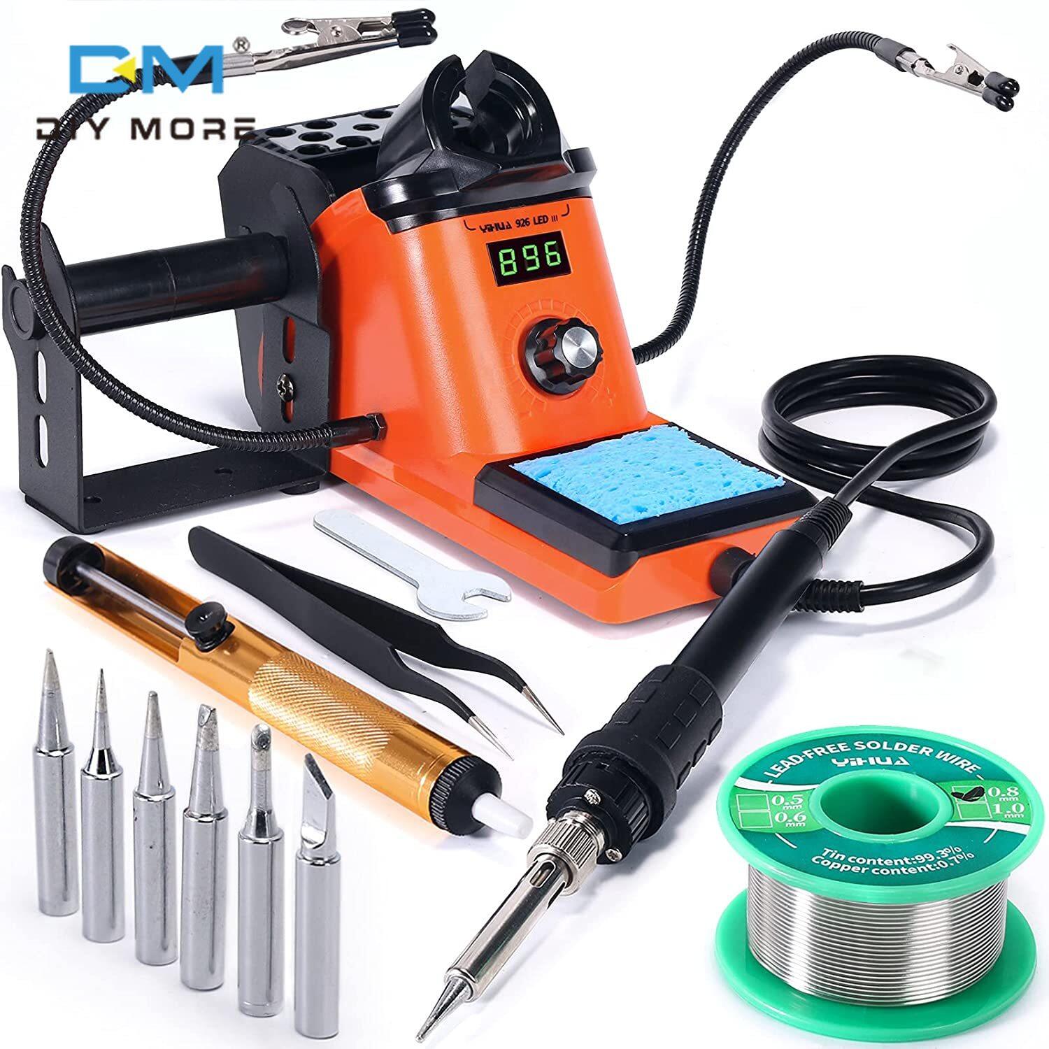 Diymore 60W constant temperature digital display welding iron station kit, welding machine portable soldering iron automatic standby and sleep, electric iron Fahrenheit multi-function switching, temperature adjustable 90-480 ℃