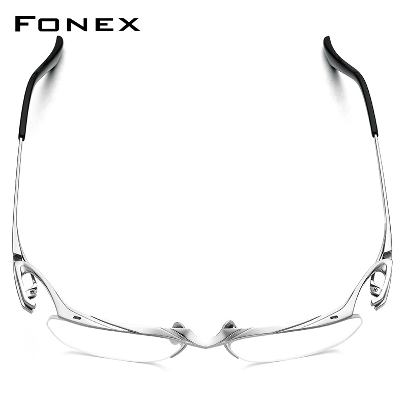 FONEX Titanium Glasses Frame Men 2022 New Semi Rimless Square