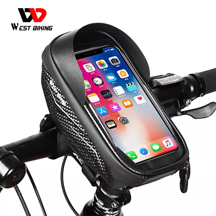 West Biking Bicycle Handlebar Bag Waterproof Bike Front Bag Touchscreen Phone Bag For 6.5 inch MTB Road Bike Bicycle Accessories
