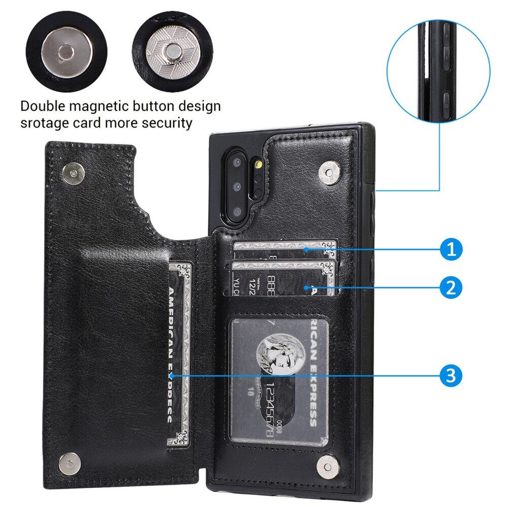 Dành Cho Ốp Lưng Samsung Galaxy Note 10 / Note 10 + Note 10 Plus Có Ngăn Đựng Thẻ PU Da Chân Đế Hai Lớp Vỏ Từ Tính Chống Sốc