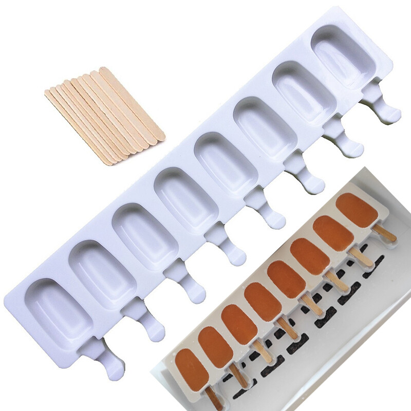 8 Grid Popsicle Ice Cream Silicone Mold Homemade Ice Cream Maker Kitchen Tools