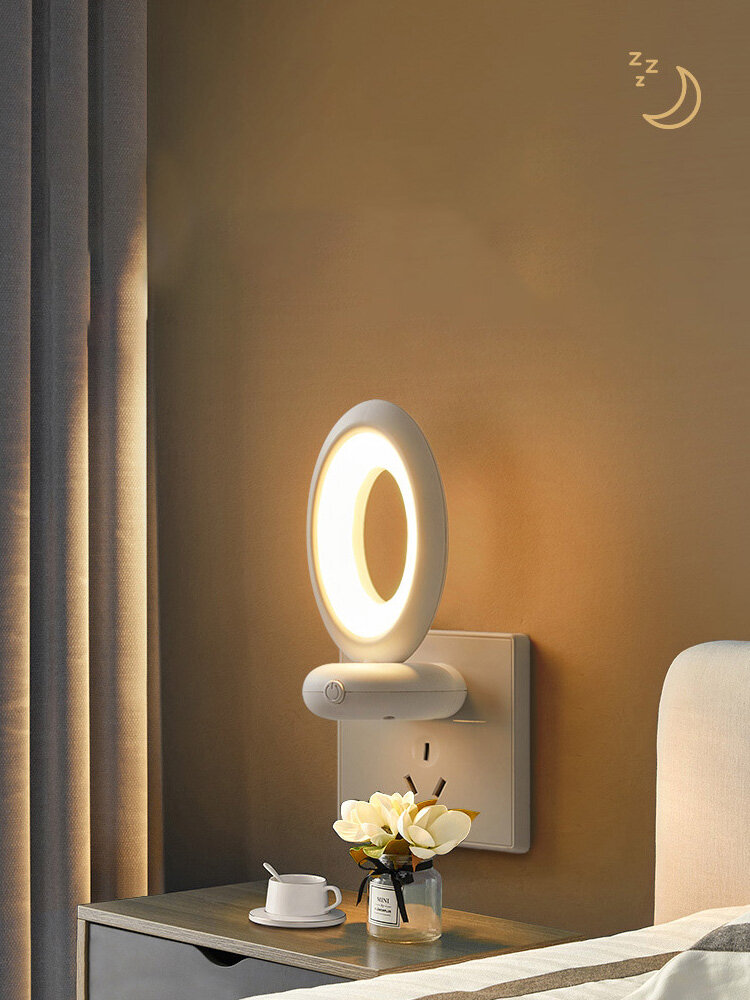 XMDS Đèn Ngủ Led Xoay Điều Khiển Từ Xa Đèn Cho Ăn Cắm Điện Đèn Ngủ Phòng Ngủ Không Khí Bảo Vệ Mắt Ánh Sáng Dịu Nhẹ