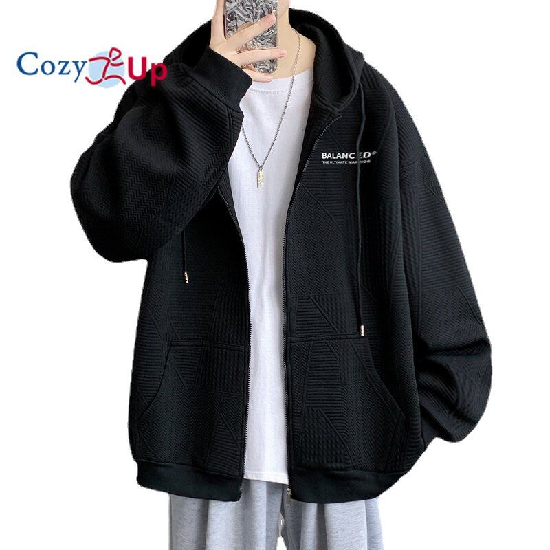 Cozy Up Men's Long Sleeve Jacket Casual Solid Color Lapel Zip Access Cardigan