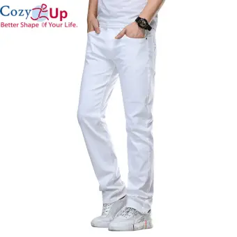 men's slim straight white jeans