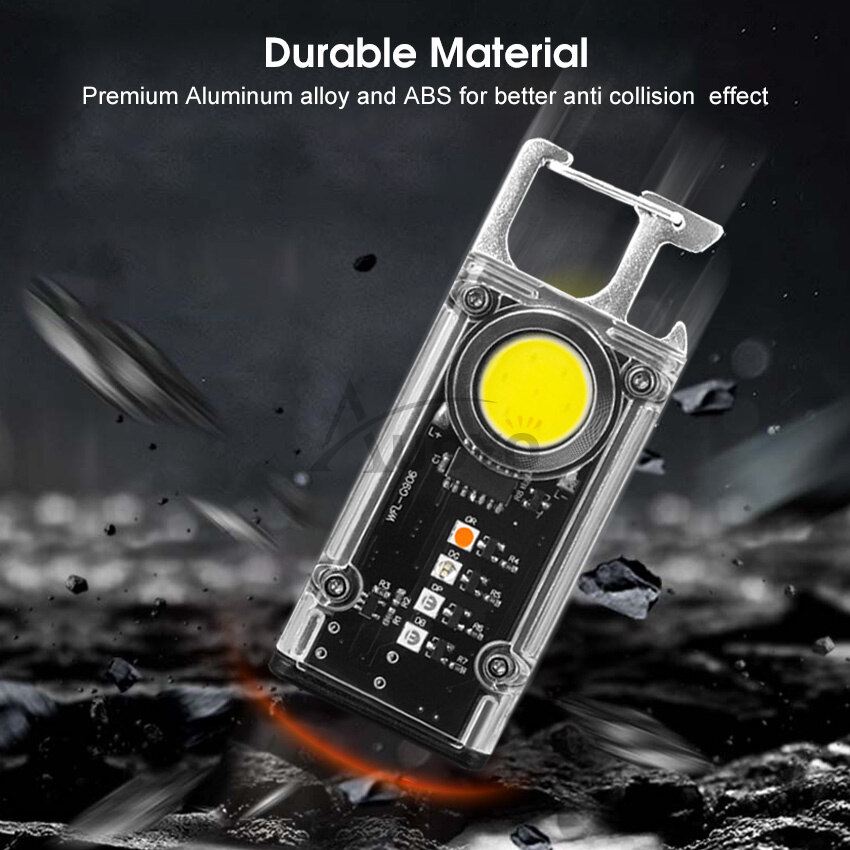 Auoyo Flashlight COB Rechargeable Mini Keychains Work Light Portable Dual Light Source High Brightness Flashlight Strong Light Multi-Functional Flashlight For Outdoor Camping Working Repairing
