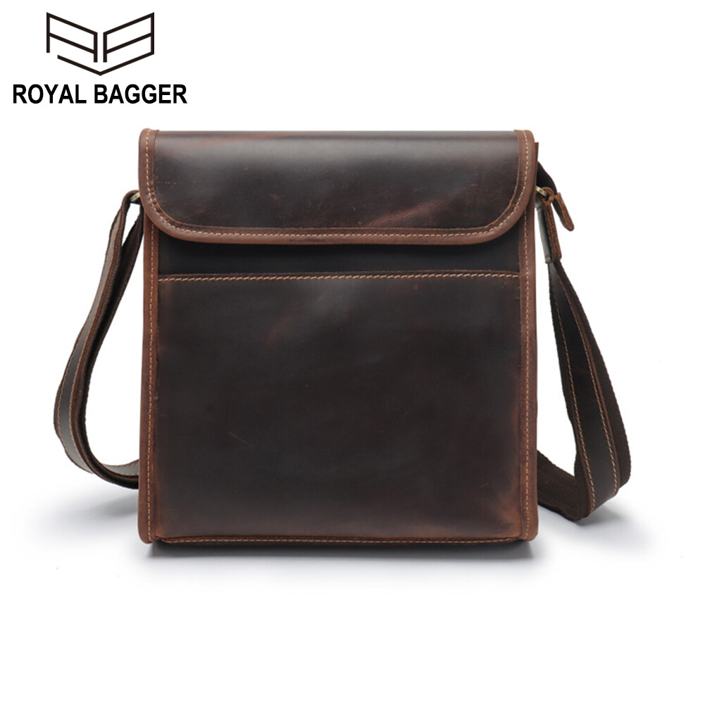 Royal Bagger New Shoulder Sling Bag Crossbody Bags For Men Genuine Cow Leather Fashion Multifunctional Outdoor Cool Sling Bags Business Casual Retro Handbag