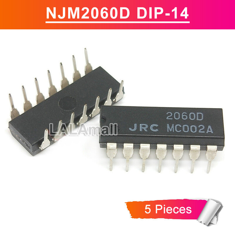 5pcs njm2060d dip14 jrc 2060d jrc2060d dip-14 quad operational amplifier chip ic new original