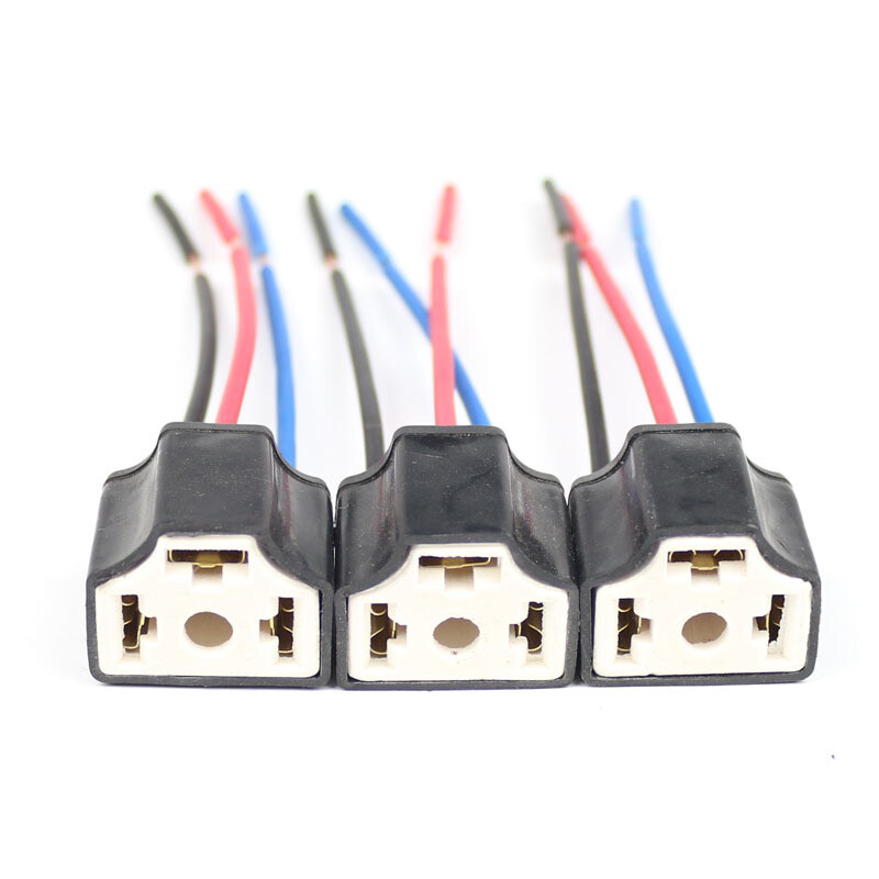 ZHANTONG H4 Three Holes Ceramic Wire Wiring Car Head Light Bulb Lamp Harness Socket Plug