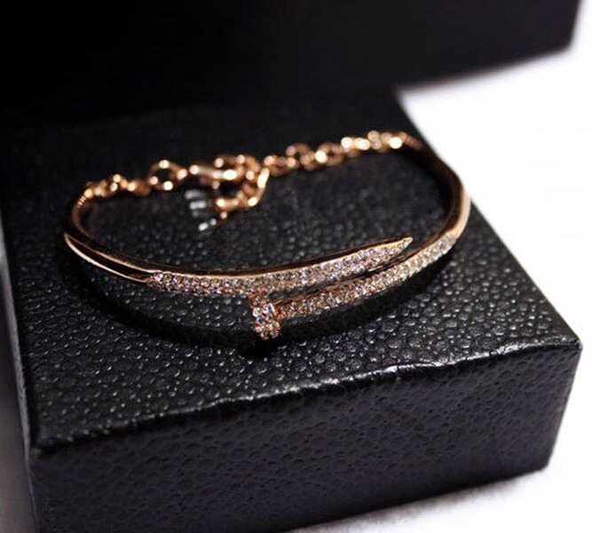 Yuki's Famous luxury brand angle Bracelet for Women with 18K Gold Plated 5A Cut Cubic Zirconia,Nail Cuff Bracelet jewelry bracelets & bangles 2016 for womet