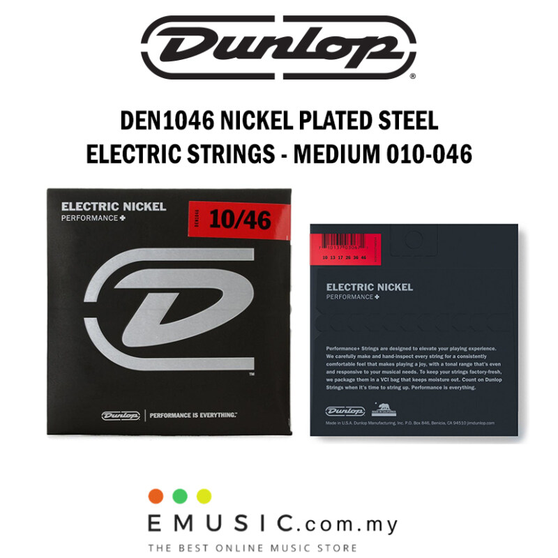 Jim Dunlop DEN1046 Nickel Plated Steel Electric Guitar Strings Medium 010-046 Malaysia