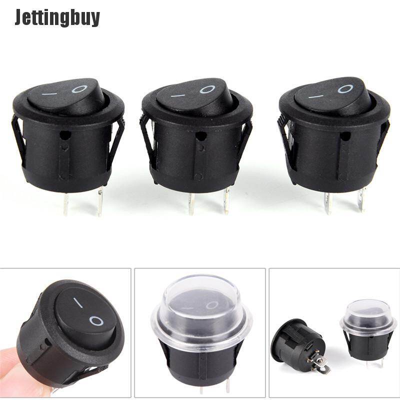 Jettingbuy [The Encounters] Công Tắc Bật Tắt Rocker Ô Tô Hình Tròn SPST Bật Tắt 2 Chân + Vỏ Chống Nước