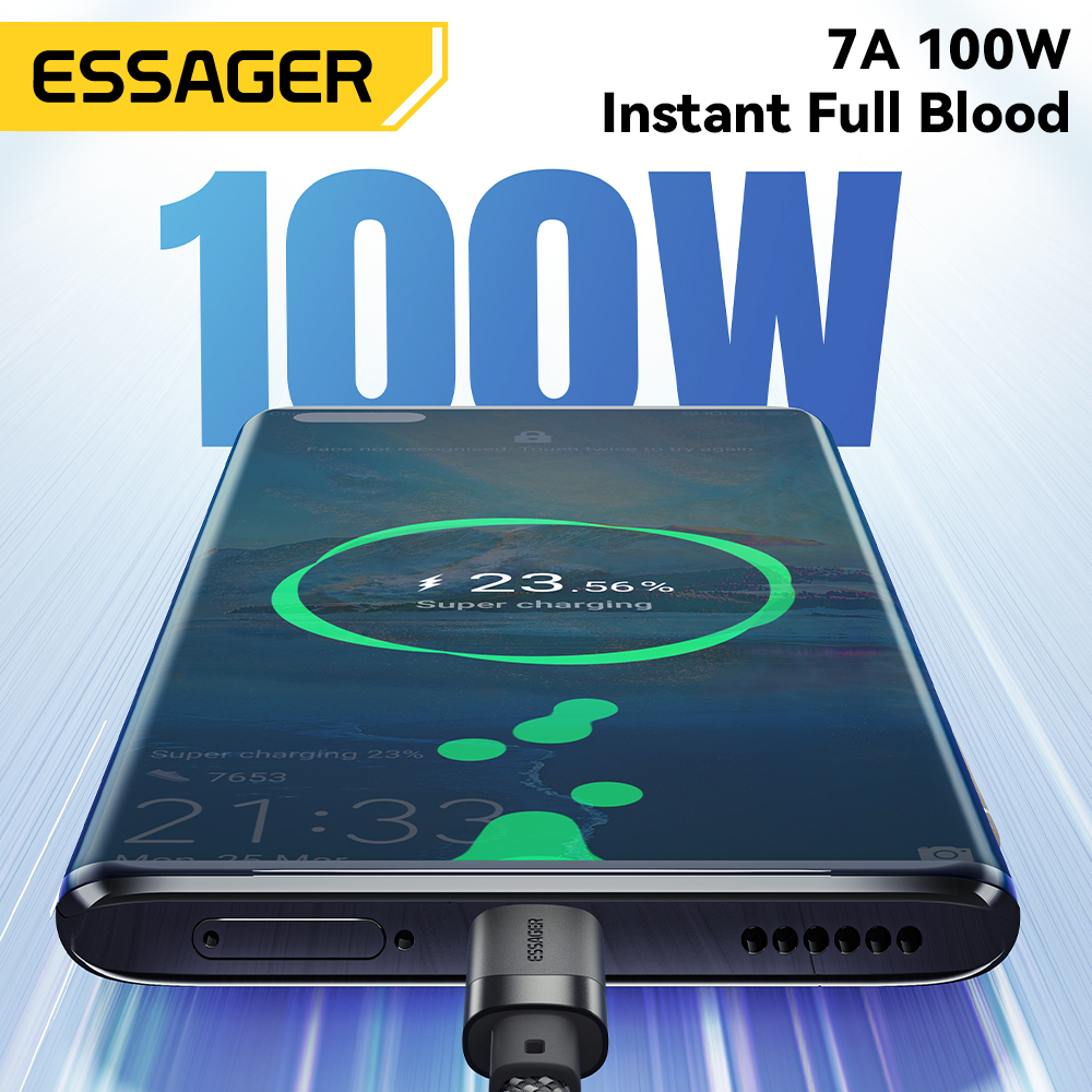 Essager 100W USBA để Loại C Cáp 7A USB cáp sạc nhanh Loại C cho Iphone Samsung Xiaomi Huawei mate60 Pro Honor nhanh chóng sạc Loại C Cáp