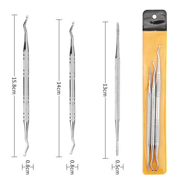 3Pcs/Set Professional Double Side Ingrown Toe Nail Lifter File Manicure Pedicure Care Correction Tool Nail Care