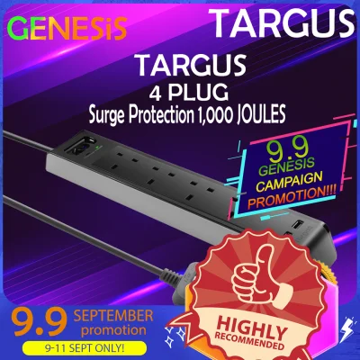 [🔥HOT SELLING🔥] TARGUS SMART SURGE 4 PLUG EXTENSION SURGE PROTECTOR SOCKET WITH 2 USB CHARGING PORT (APS10AP-50) *UK PIN*