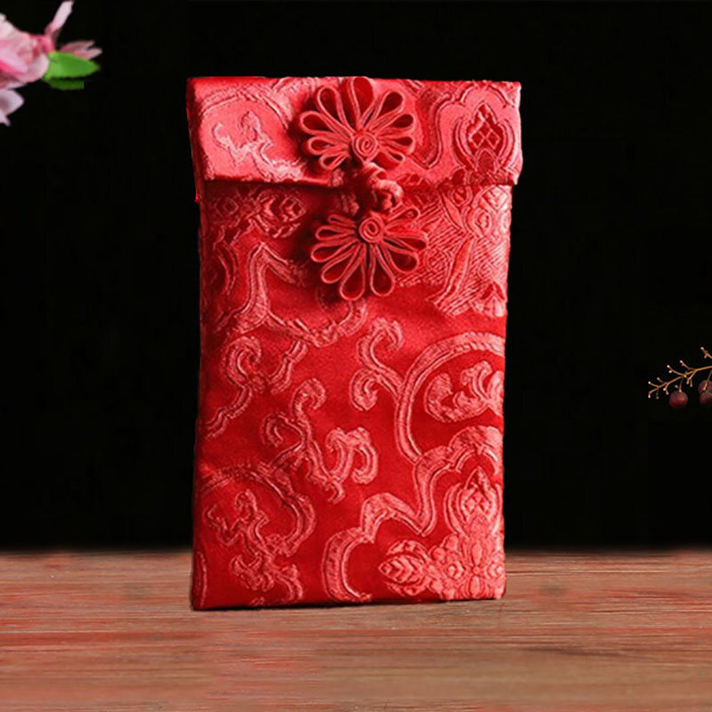 2024 CNY Money Red Packets Wedding Engagement Gift Dragon and Phoenix Money Bag Brocade Red Envelopes