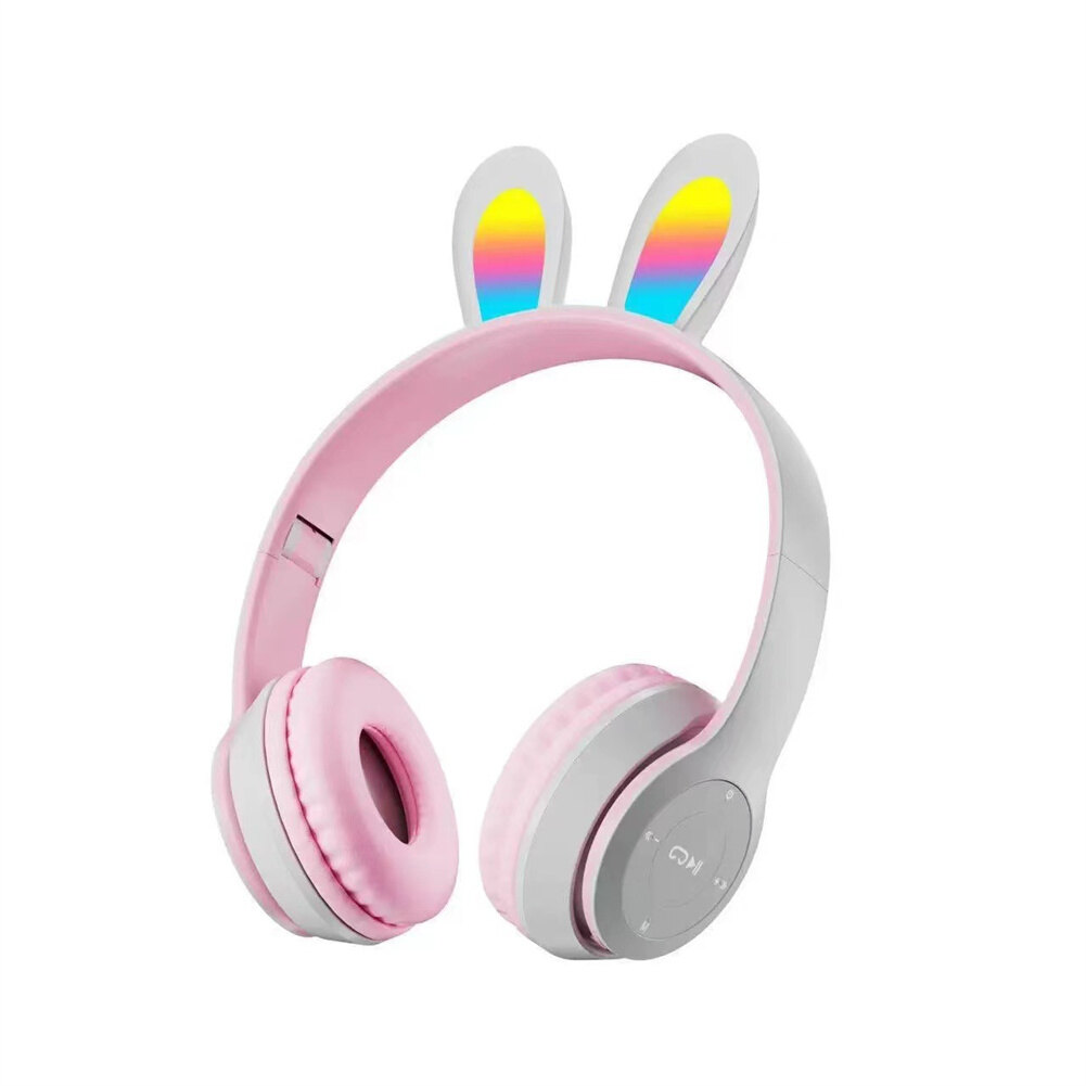VSVGFD Tai Nghe Mèo Thỏ P47R Tai Nghe Bluetooth Không Dây Tai Nghe Tai Mèo Thỏ Tai Nghe Kucing Tai Nghe Dễ Thương Có Đèn Led
