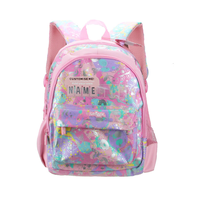 Australia smiggle original children's schoolbag insert name shoulder backpack pink doodle 3-7 years old bag bag 14 inches