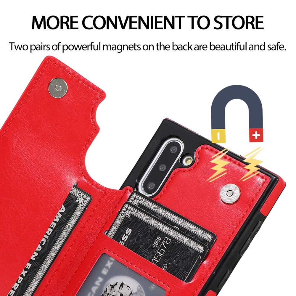 Ốp Ví Cho Samsung Galaxy Note 10 / Note 10 + Note 10 Plus Có Ngăn Đựng Thẻ Chân Đế Bằng Da PU Vỏ Bọc Chống Sốc Khóa Từ Kép
