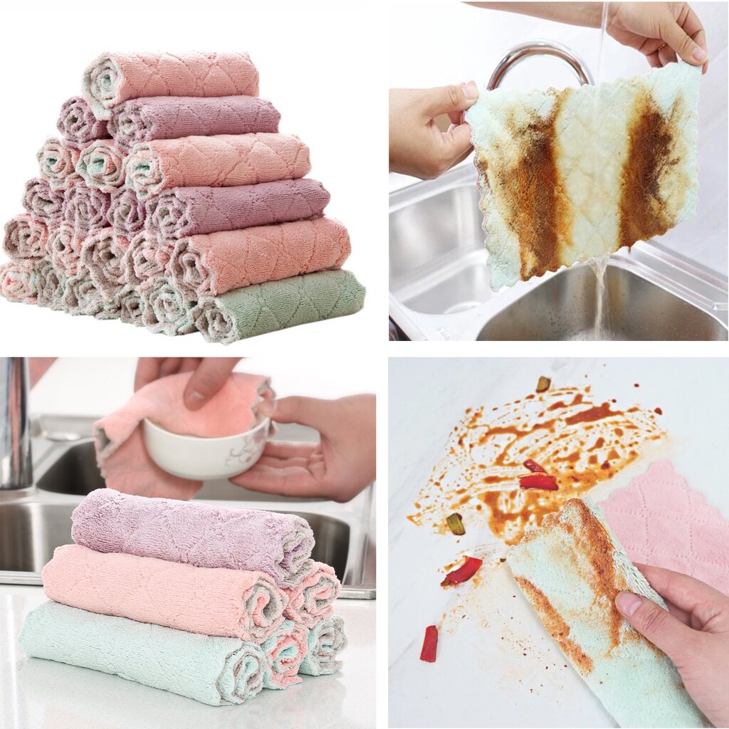 25*25cm Super Absorbent Microfiber Dish Cloth Household Tableware Cleaning Towel Kitchen Tools Gadgets