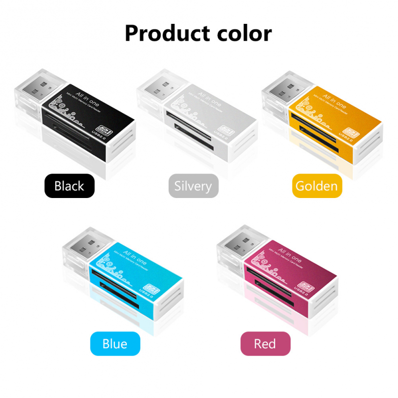 4 Trong 1 Micro SD Đầu đọc thẻ SDHC MMC USB SD Bộ Nhớ T-Flash M2 MS Duo USB 2.0 4 Khe Cắm đầu đọc thẻ nhớ Adapter Hỗ Trợ