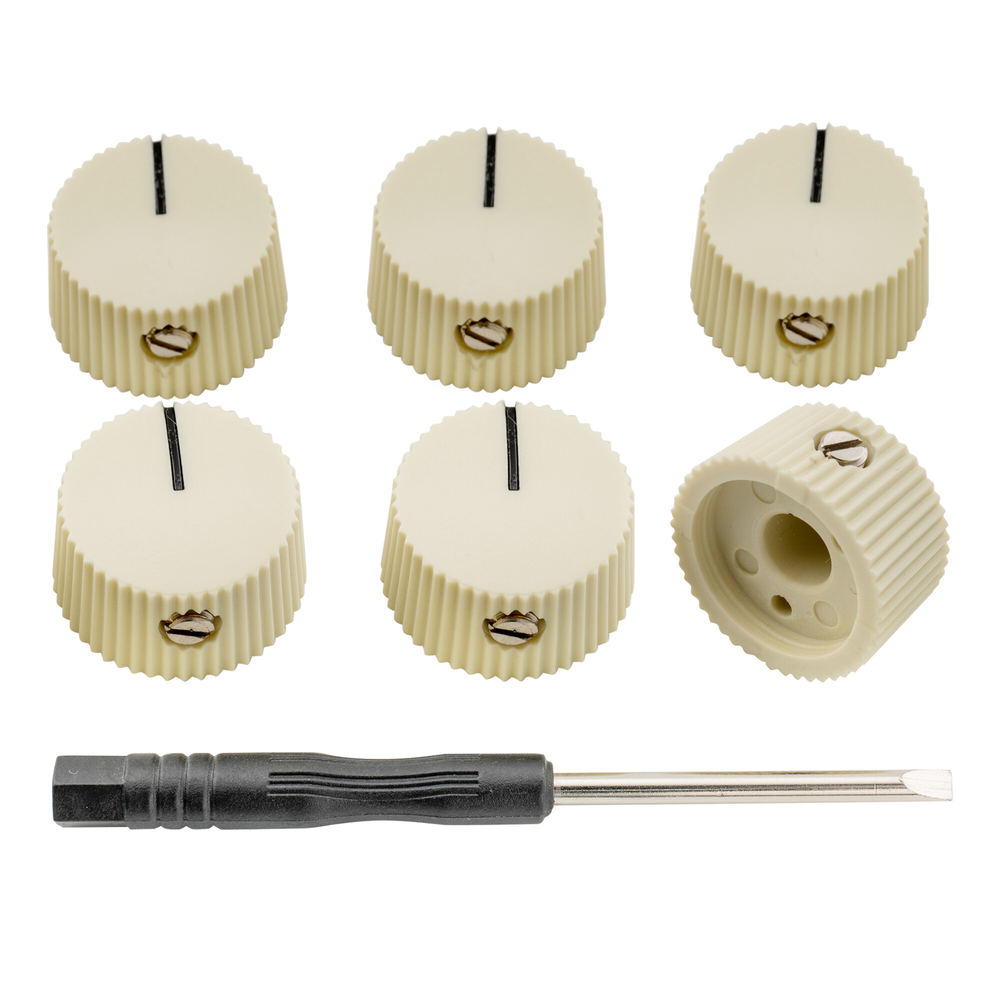Musiclily Pro Đế Quốc 1/4 inch Nhựa cổ điển Thùng Bộ khuếch đại âm thanh Guitar núm điều khiển với bộ vít cho Fender amp phong cách phổ chậu (Bộ 6)