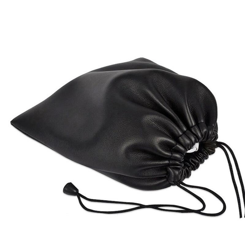 PU Leather Soft Headphone Bag Earphone Headset Pouch Headphone Case Hard Disk Cable Card Storage Bag With Locking String
