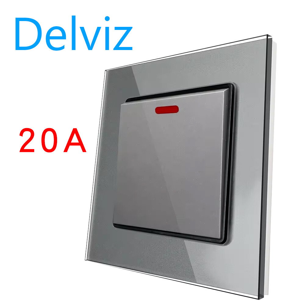 Delviz High power control Air conditioner Water heater switch,Double pole double break switch panel, UK standard 20A Wall Switch