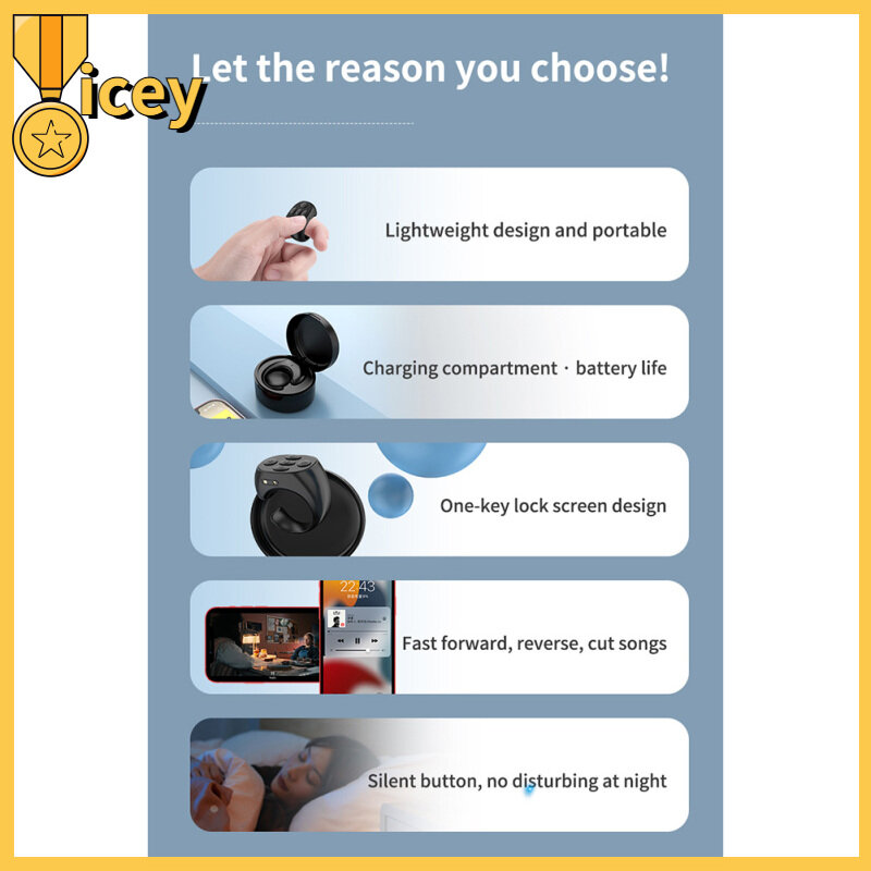 【Spot Express】Remote Control Ring Bluetooth-compatible Photo Turning Page Controller Tiktok Wireless Mobile Selfie